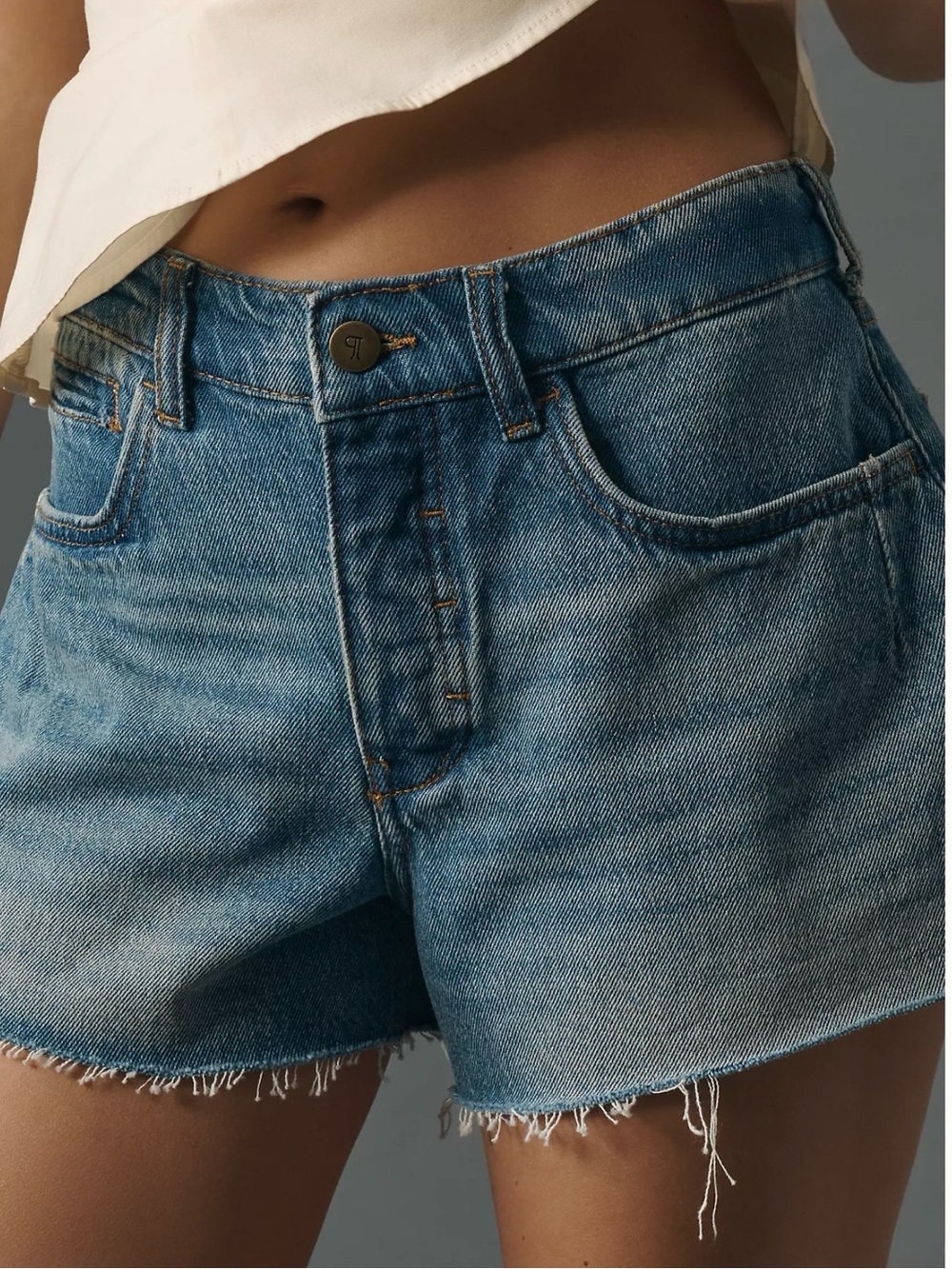 Anthropologie Pilcro Blue High Waisted Jean Shorts The Everyday Denim Shorts - Picture 8 of 9
